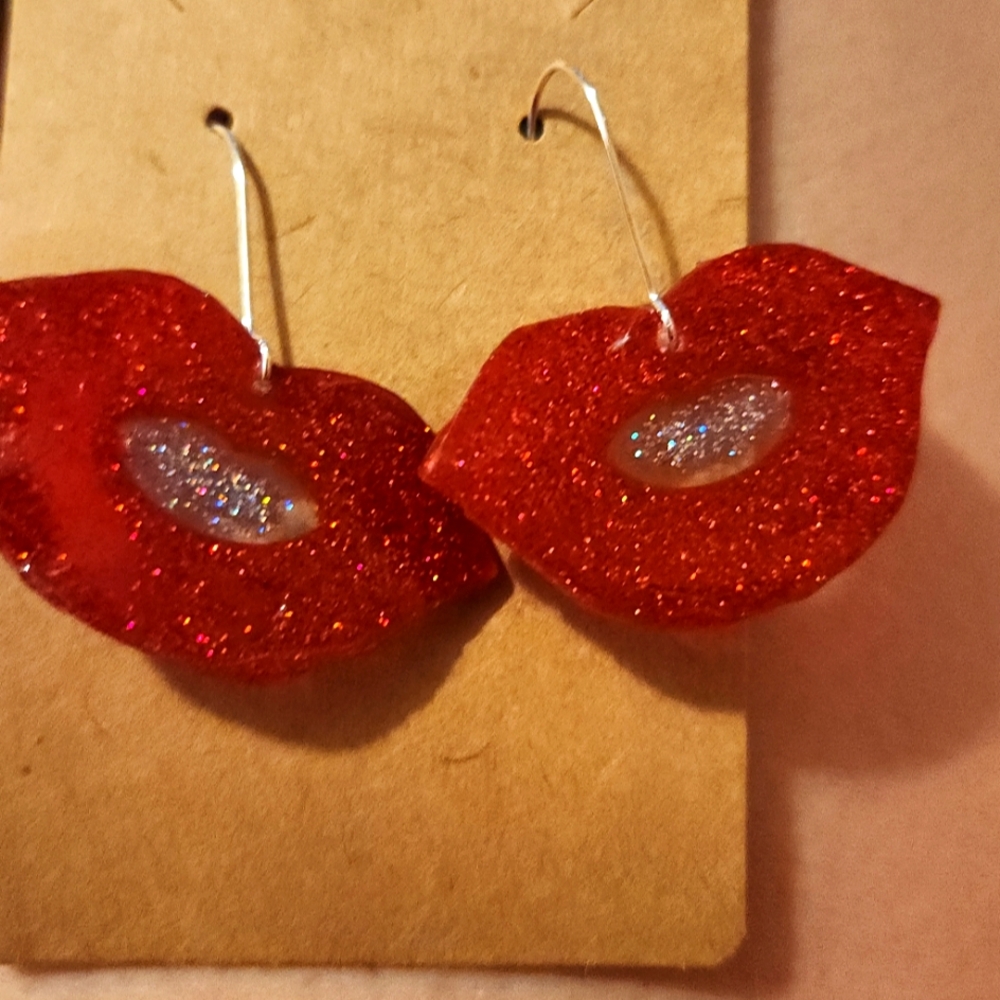 Resin Lips Earrings Handmade